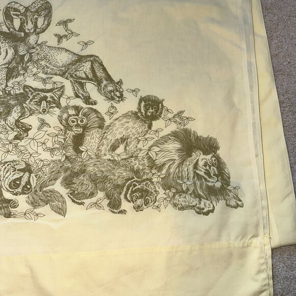Vtg 70s Martex Luxor Double King Flat Sheet Jungle African Animals Brown Yellow - Picture 3 of 8